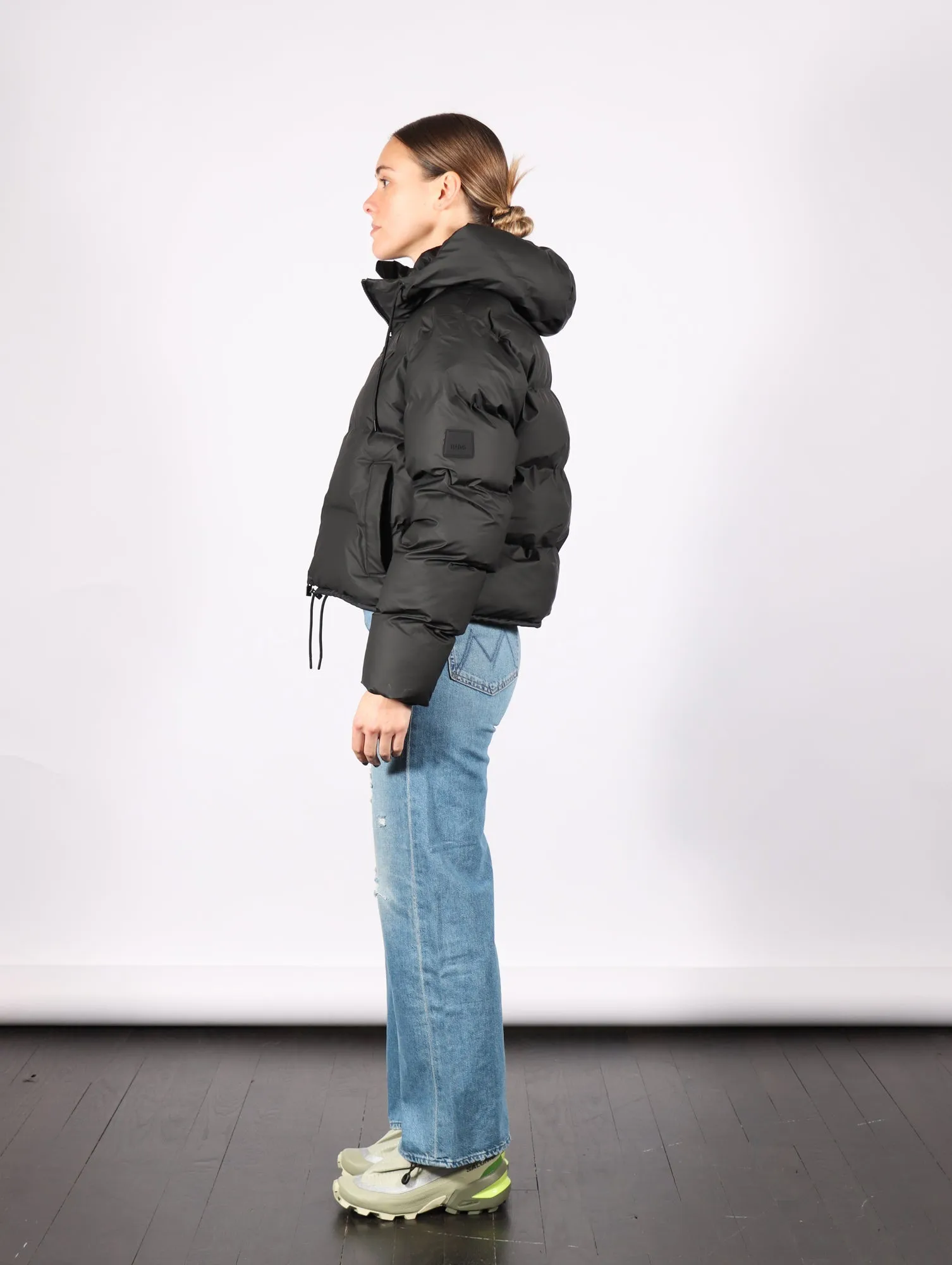 Alta Short Puffer Jacket in Black by RAINS