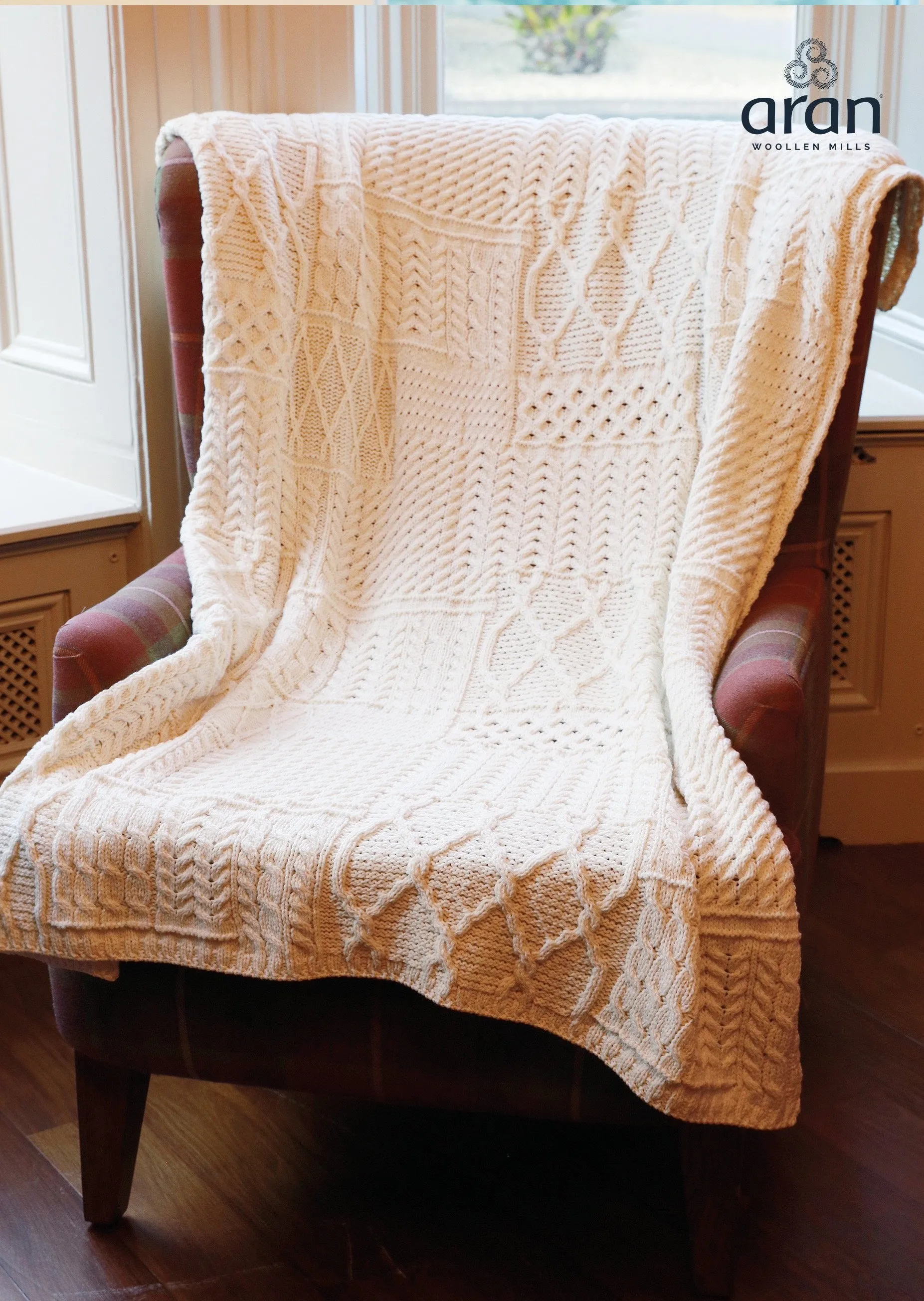 Aran Patchwork Blanket | Natural