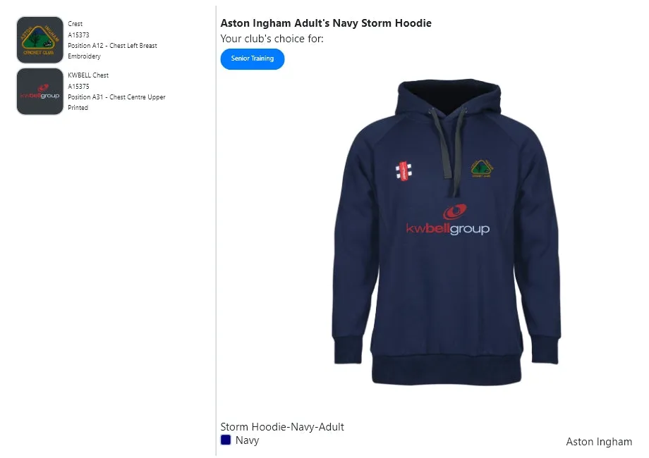 Aston Ingham  Adult's Navy Storm Hoodie