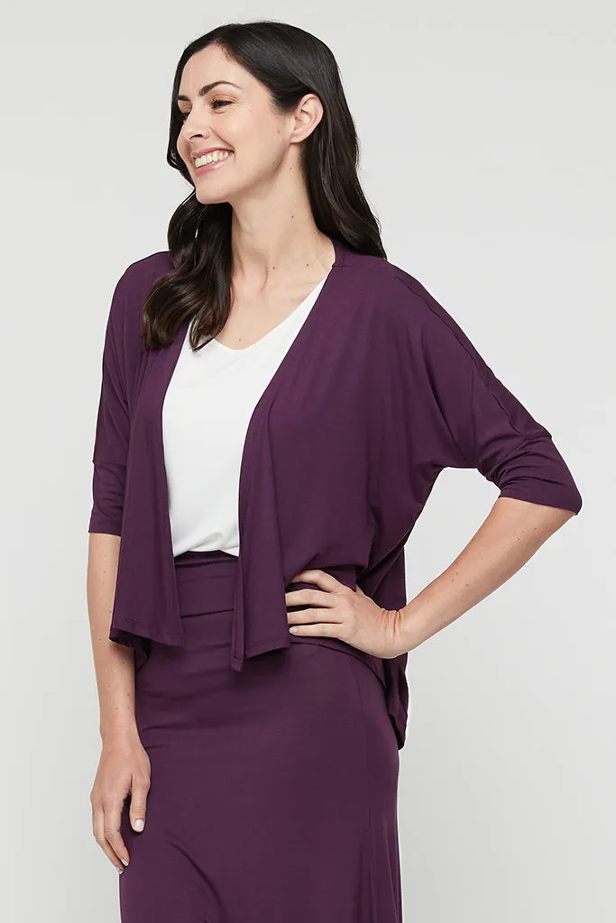 Bamboo Drape Cardi - Plum