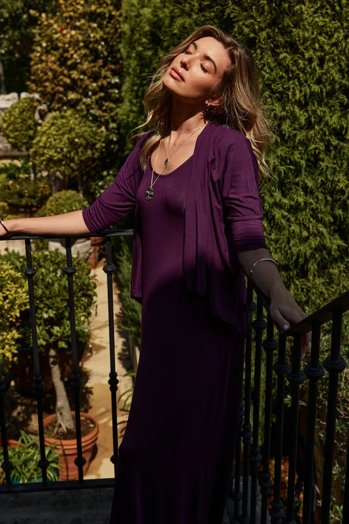 Bamboo Drape Cardi - Plum