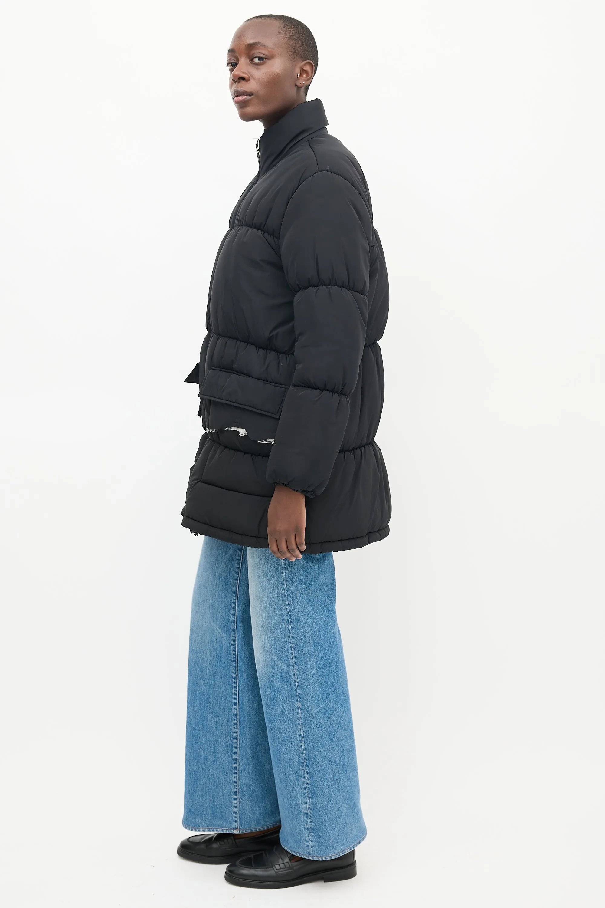 Black Quilted Puffer Coat