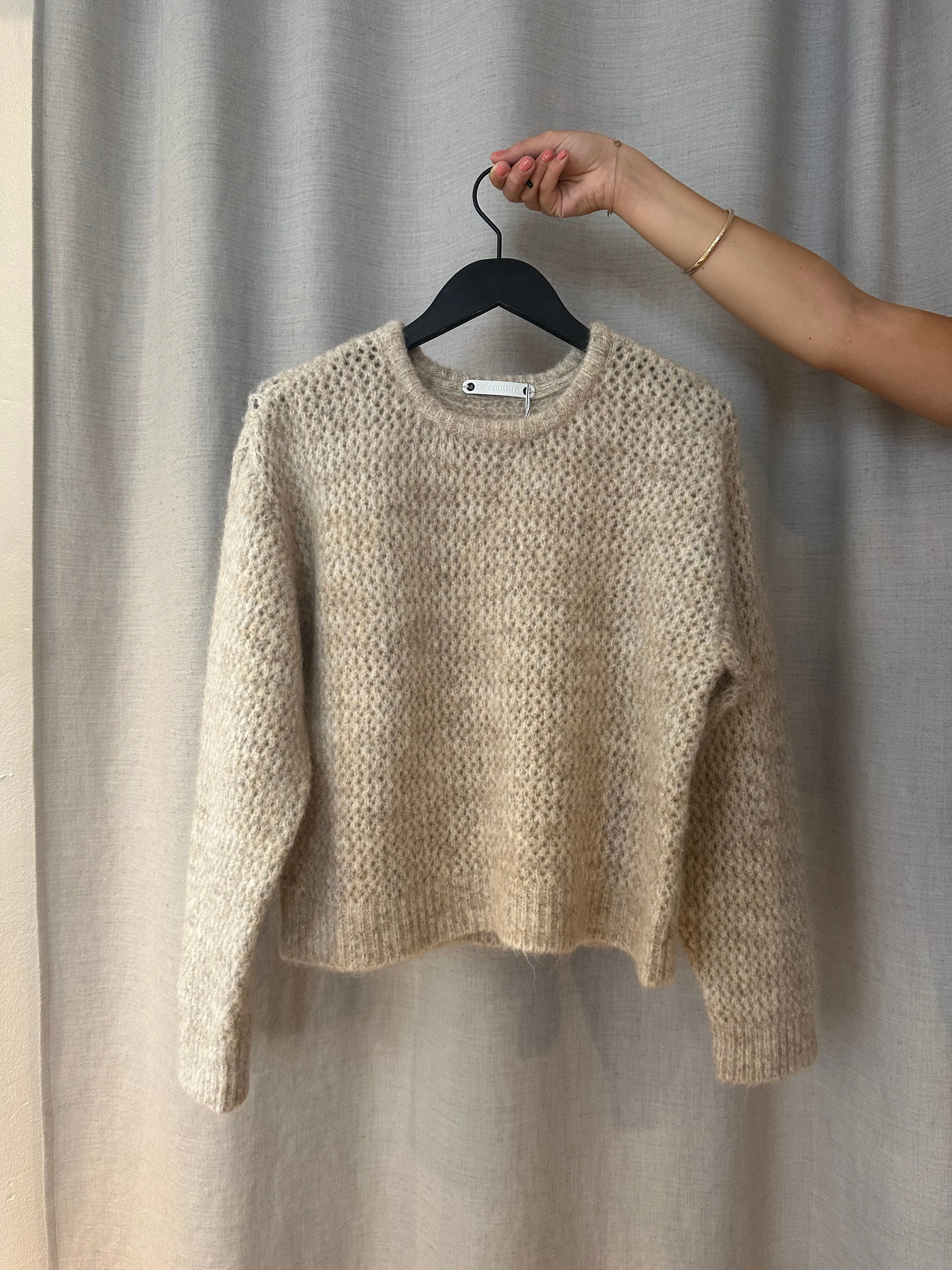 Co'Couture Cozy hole knit bone