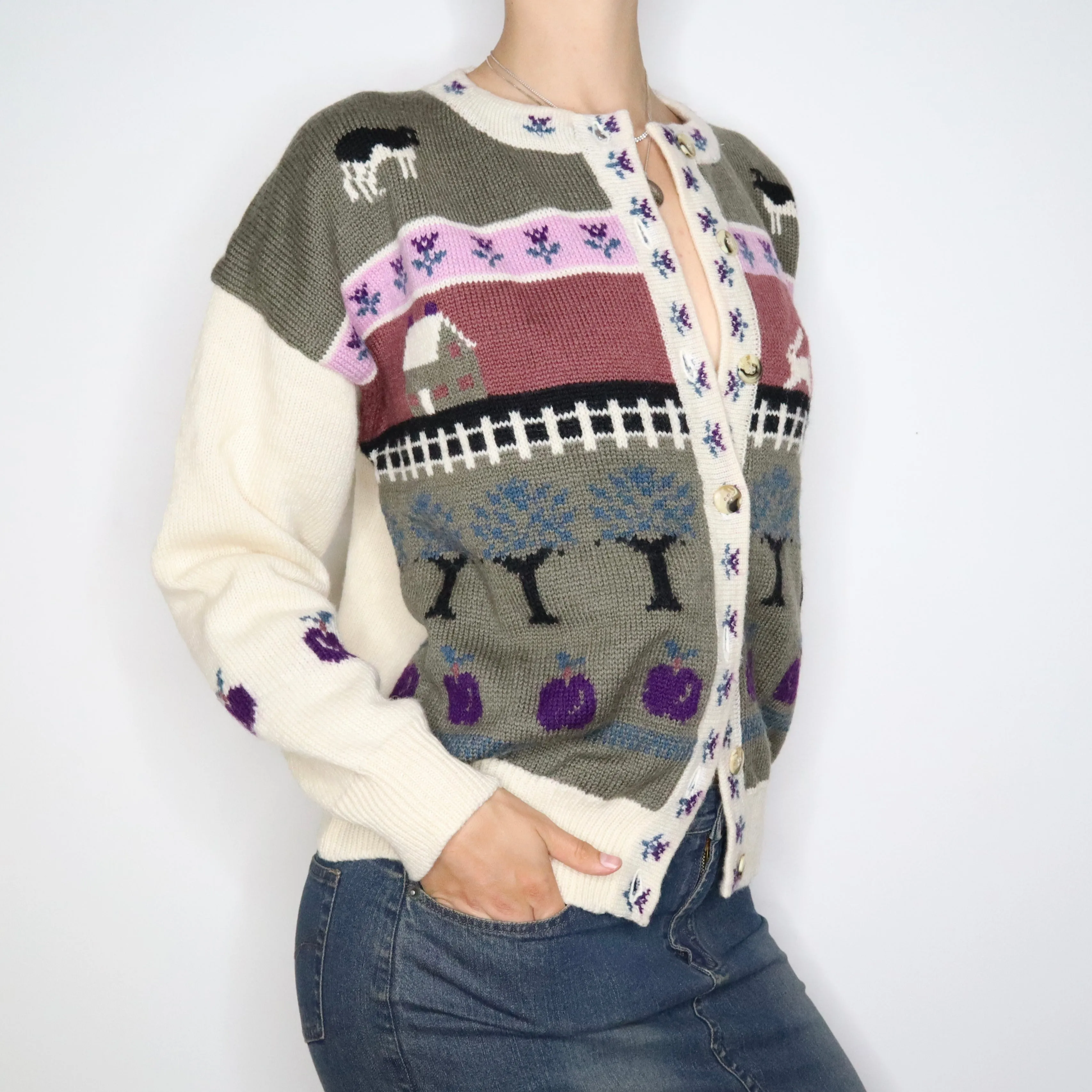 Countryside Novelty Cardigan Sweater (M-L) 