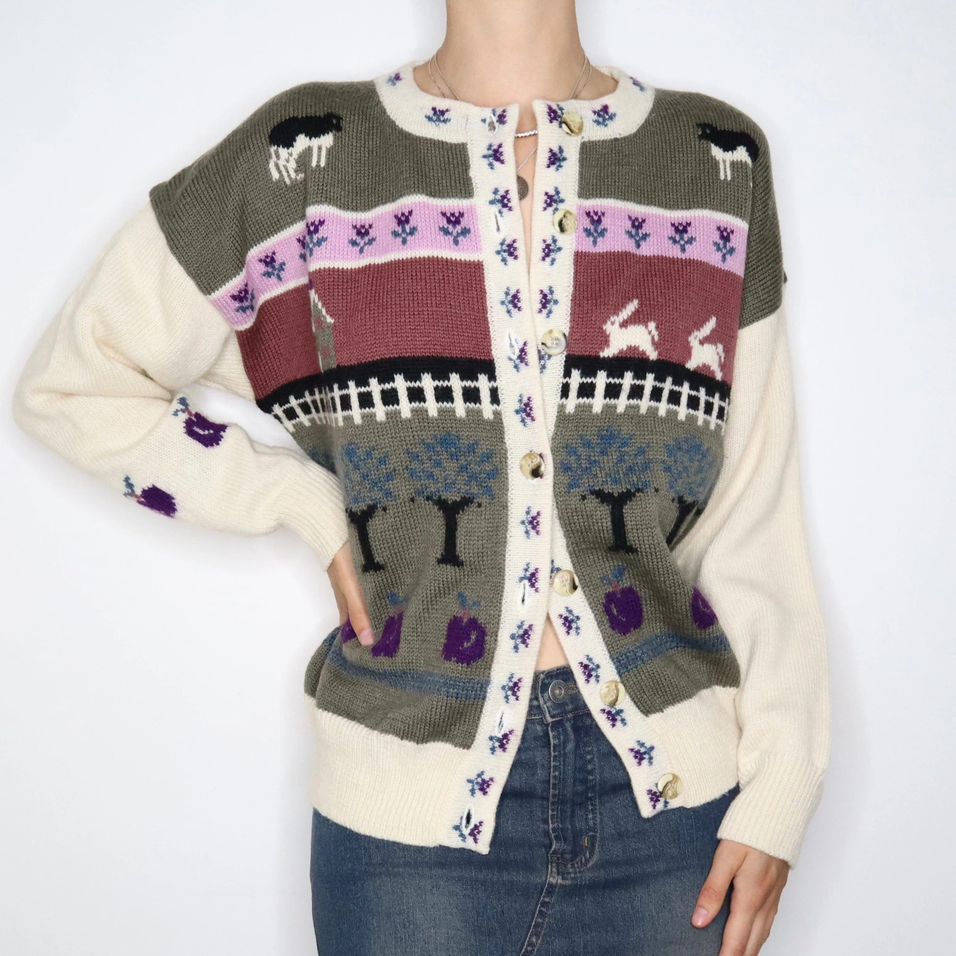 Countryside Novelty Cardigan Sweater (M-L) 