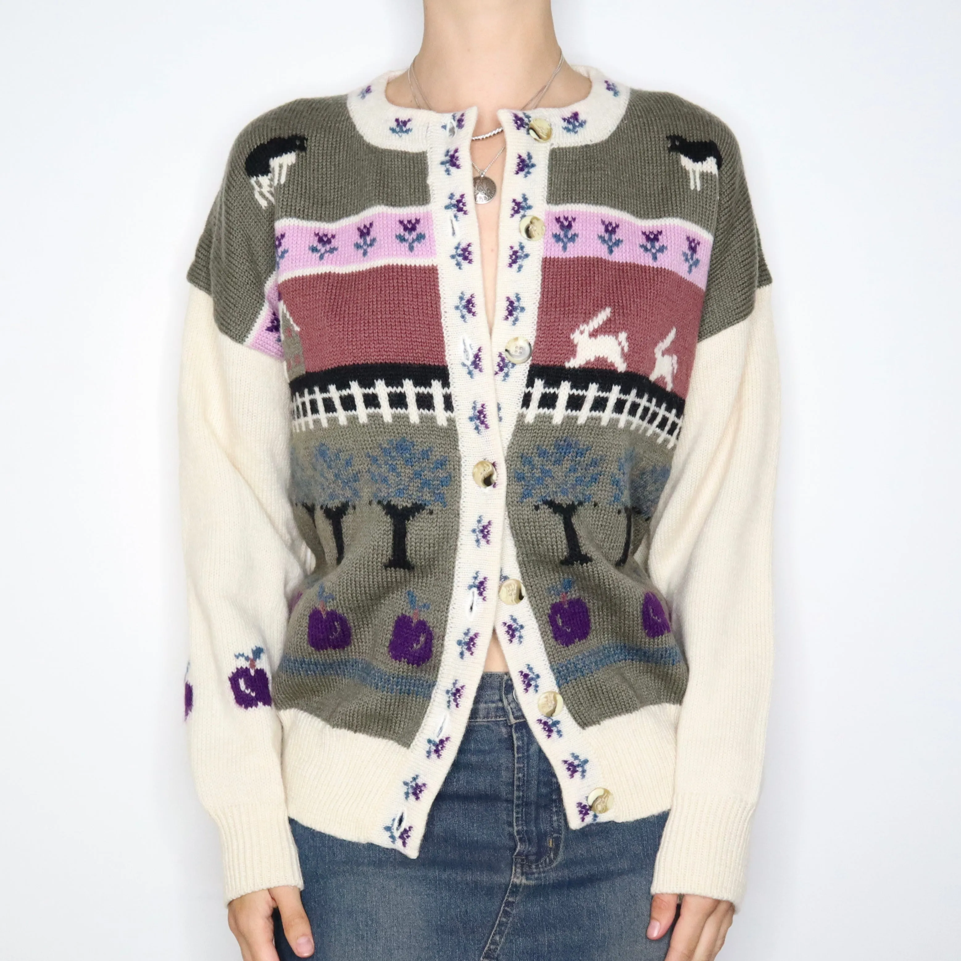 Countryside Novelty Cardigan Sweater (M-L) 