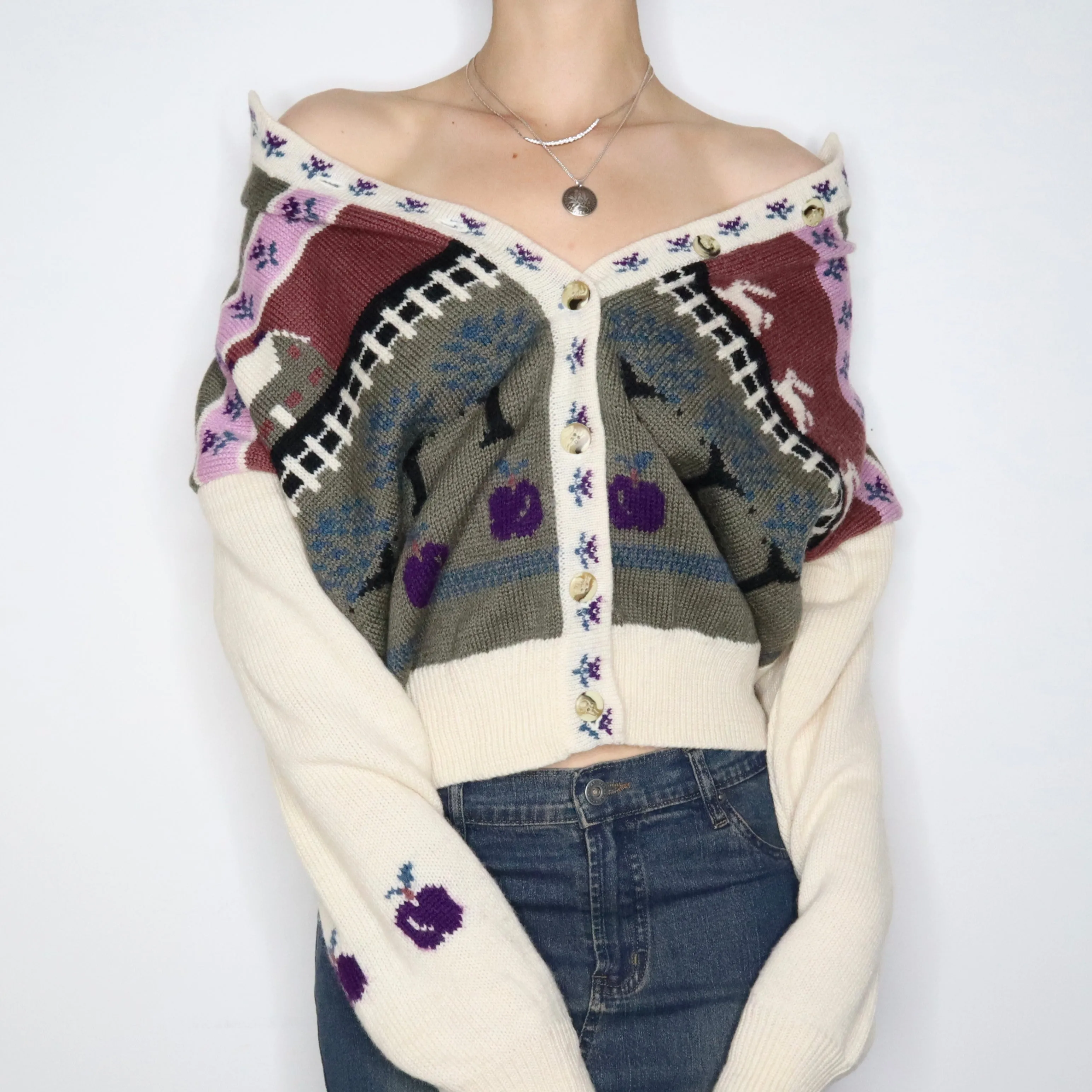 Countryside Novelty Cardigan Sweater (M-L) 