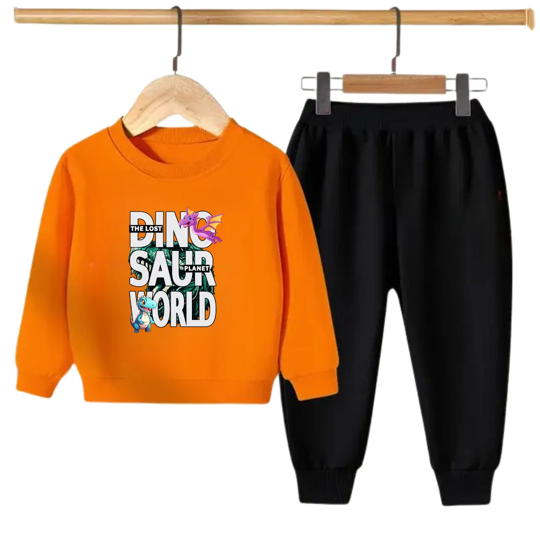 DINOSAUR PLANET PRINTED SWEATSHIRT SET