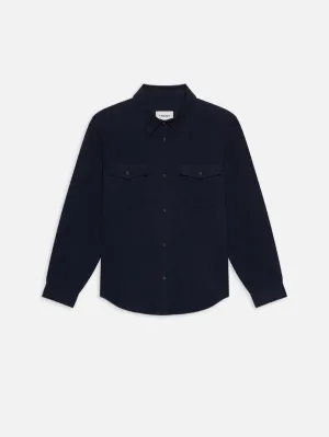 Double Pocket Wool Blend Shirt -- Dark Navy