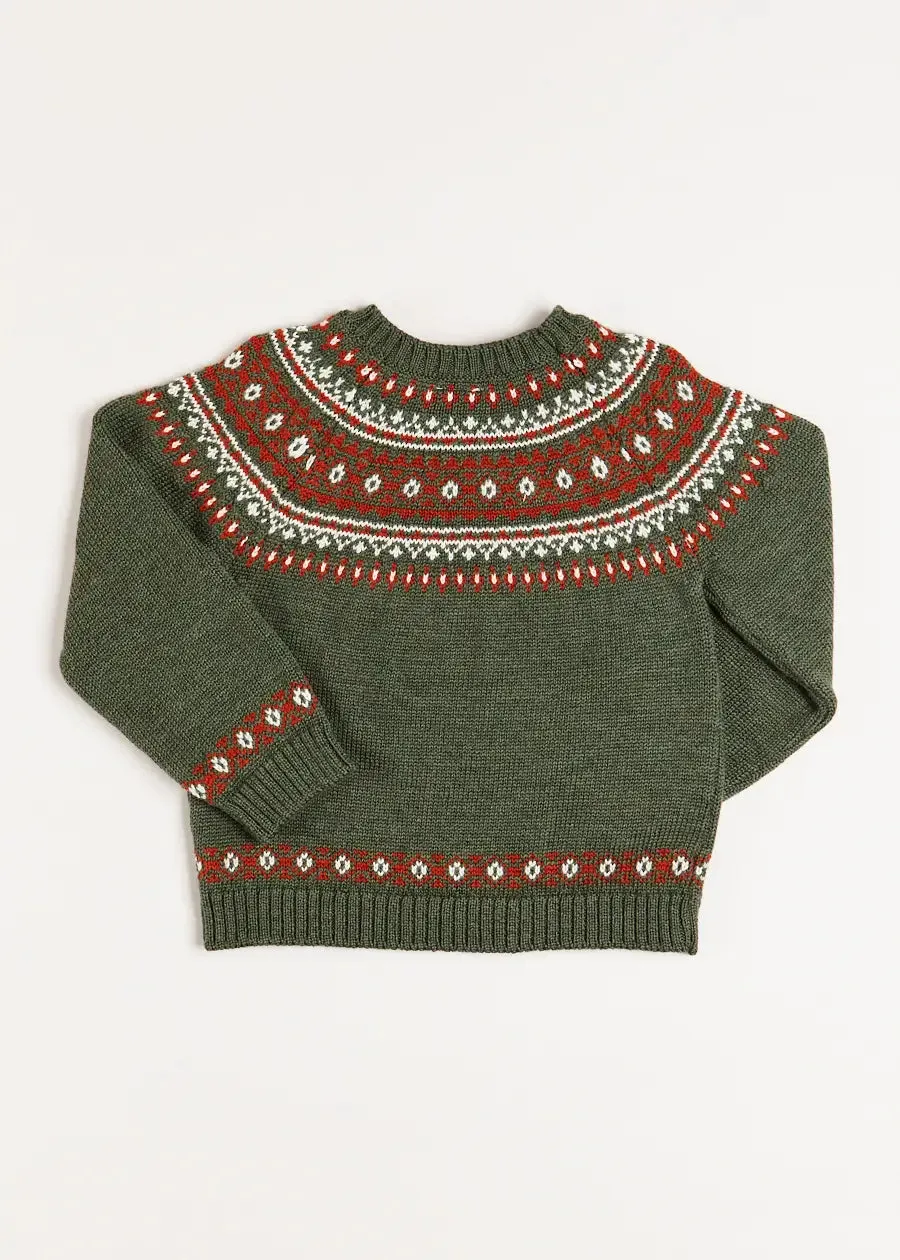 Fair Isle Merino Wool Jumper in Green (4-10yrs)