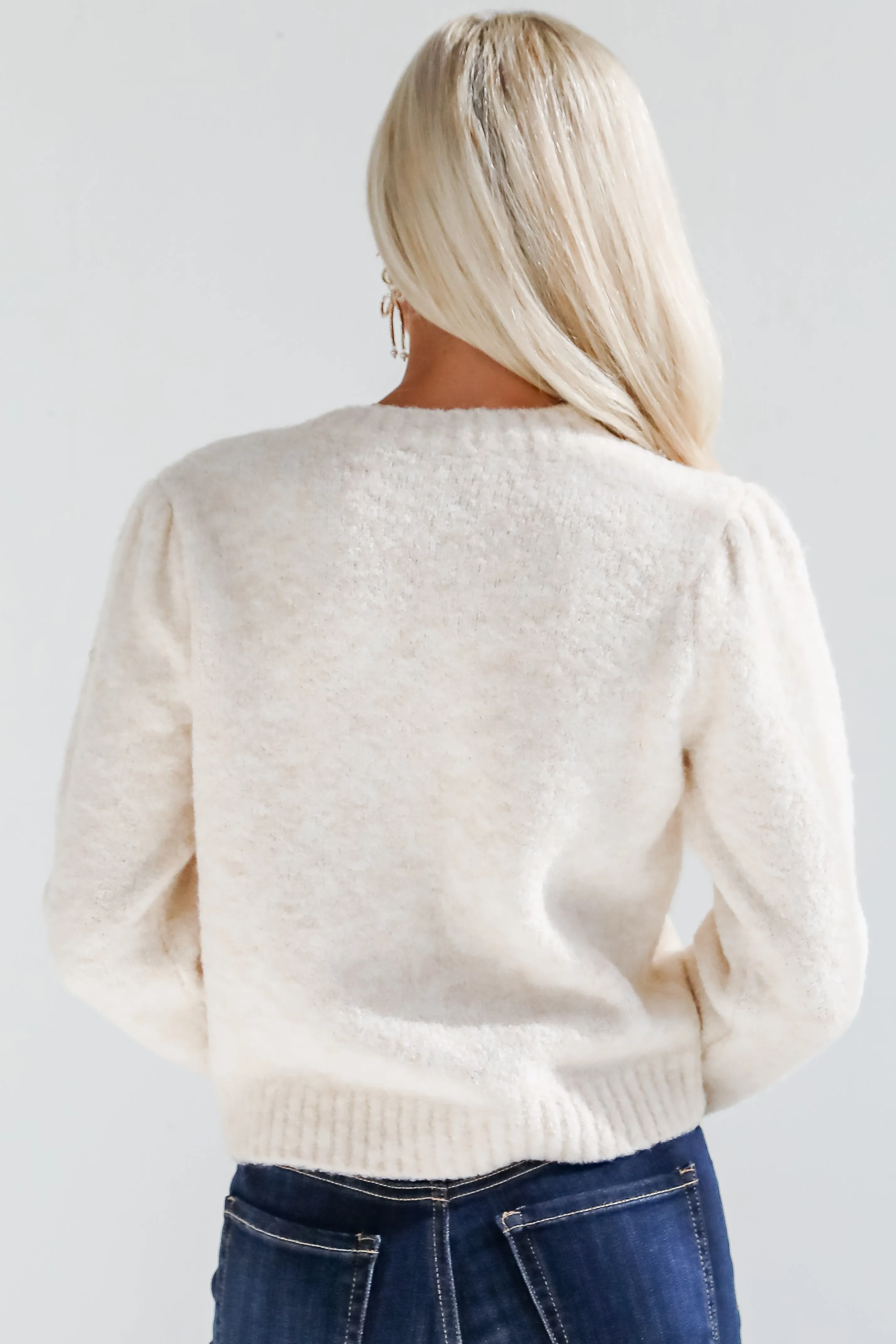 FINAL SALE - Constantly A Cutie Cream Lace Bow Sweater