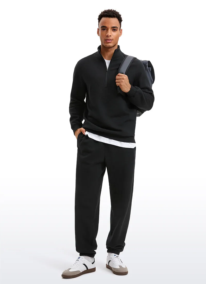 Fleece Lined Half Zip Sweatshirts Mock Neck