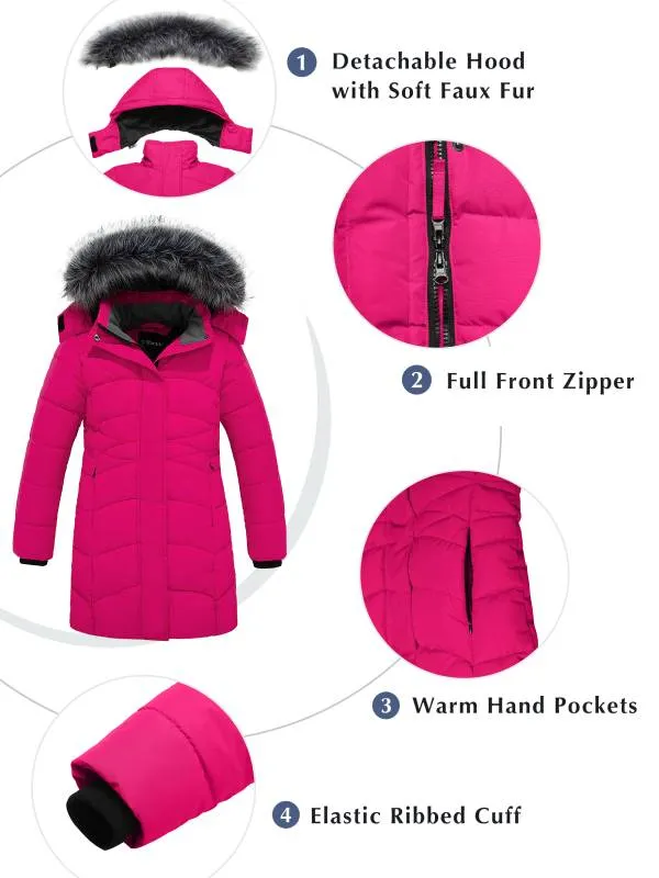 Girl's Long Winter Coat Parka Warm Puffer Jacket