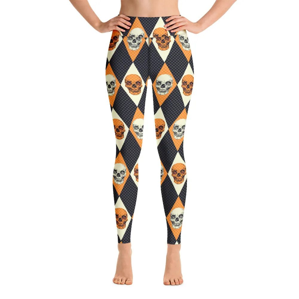 Harlequin Skull Yoga Leggings