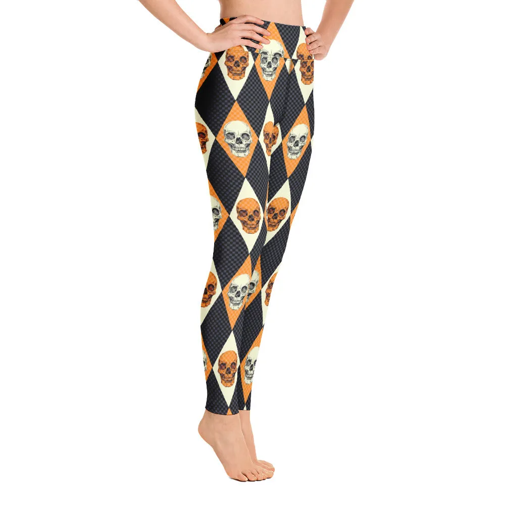 Harlequin Skull Yoga Leggings