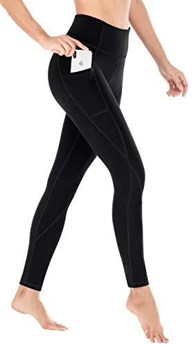 Heathyoga Yoga Pants with Pockets for Women Leggings with Pockets for Women No See-Through High Waisted Workout Leggings Black