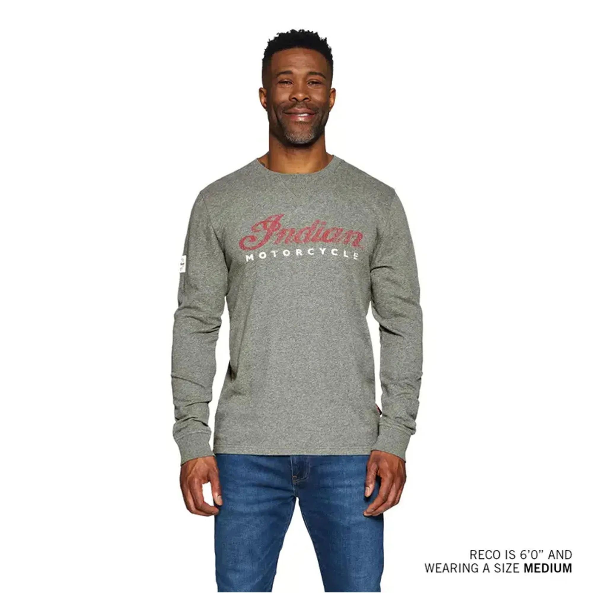 Indian Motorcycle Mens 2 Color Script Longsleeve T-Shirt Gray