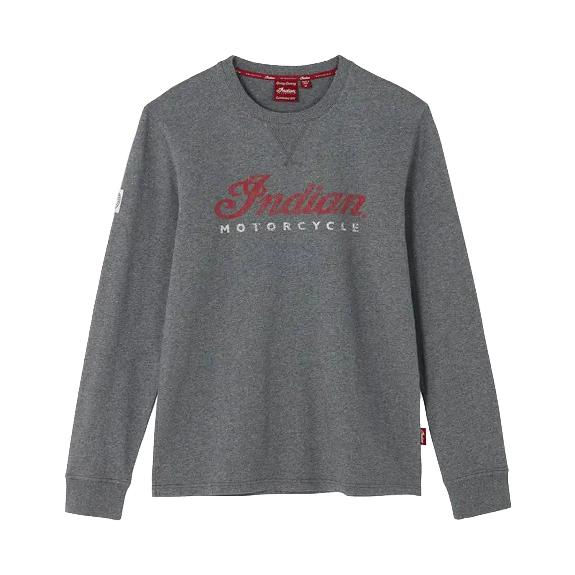 Indian Motorcycle Mens 2 Color Script Longsleeve T-Shirt Gray