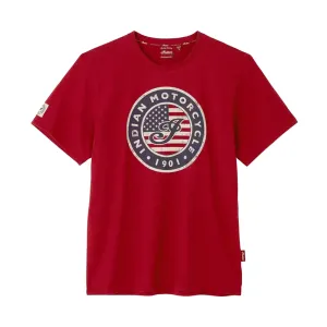 Indian Motorcycle Mens USA Flag Logo T-Shirt Red