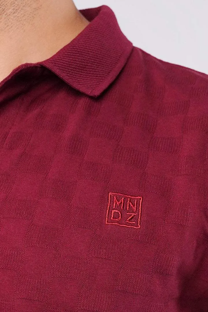 Jacquard Polo Shirt - Maroon