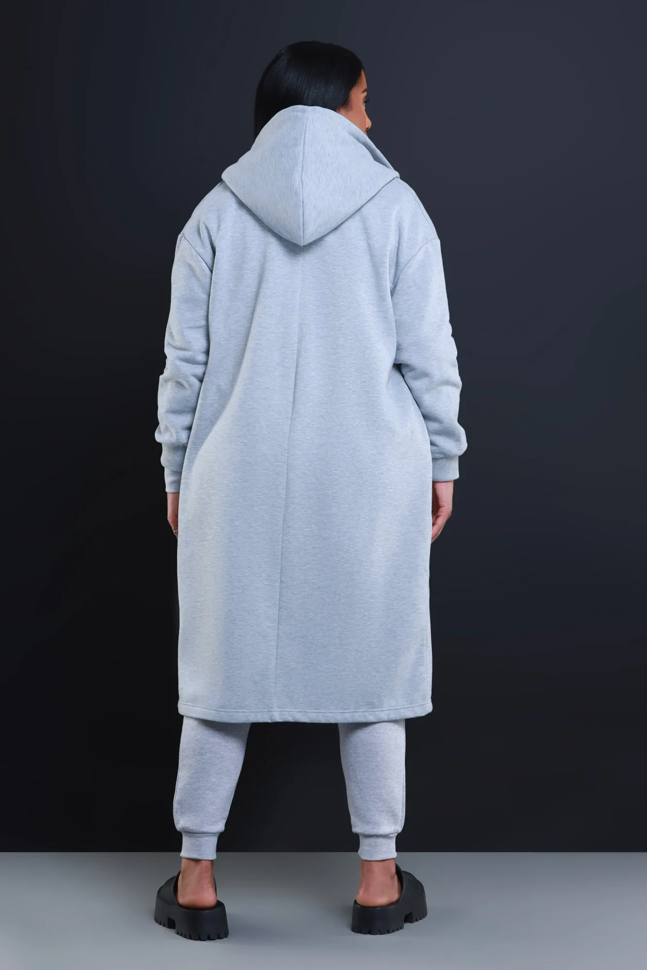 Keep Secrets Longline Hooded Jacket - Heather Grey