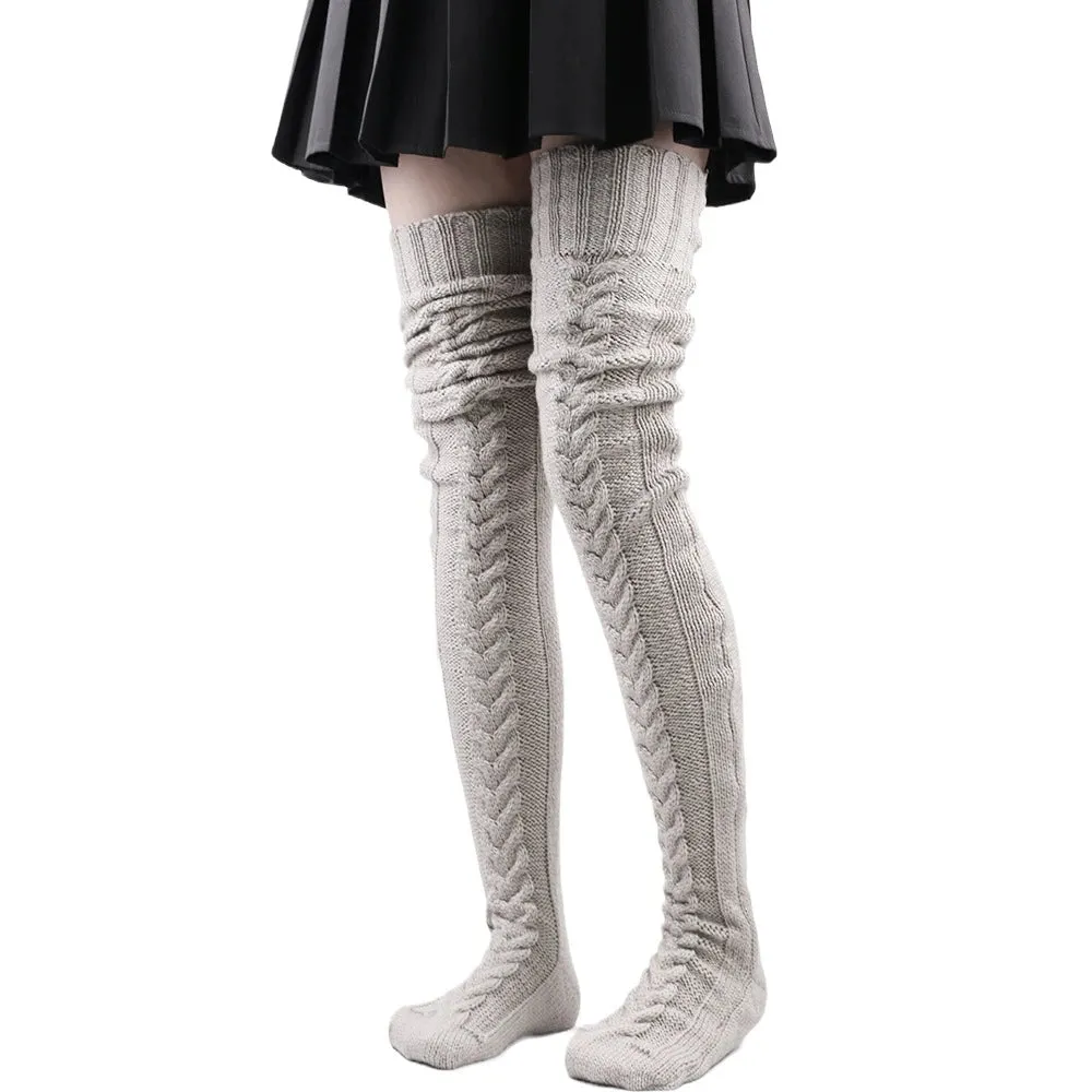 Knitted Knee High Leg Warmers Cozy Wool Winter Socks