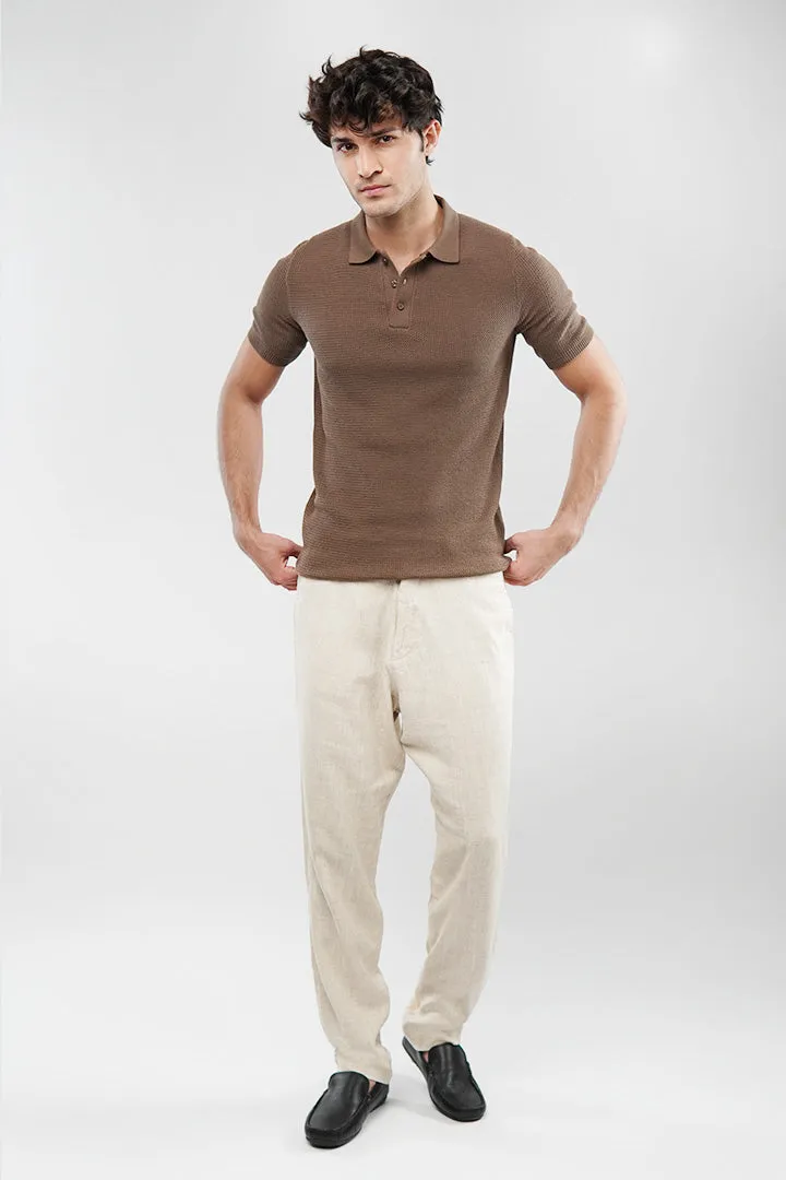 Knitted Polo Shirt - Brown