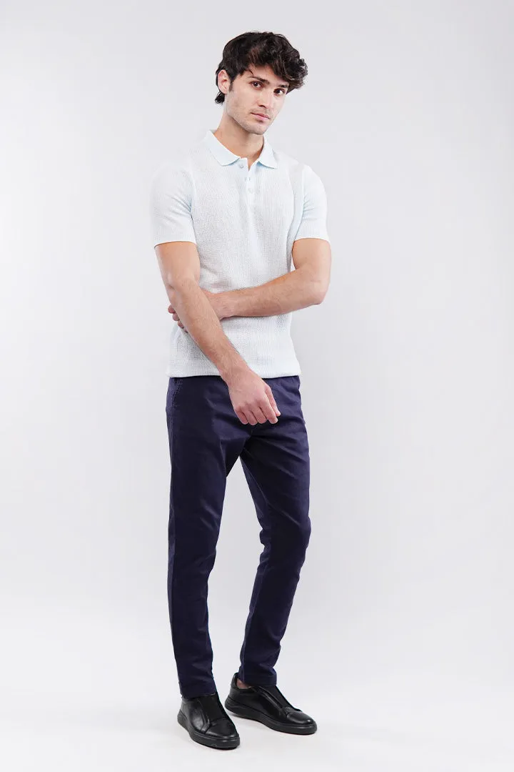 Knitted Polo Shirt - Pale Blue