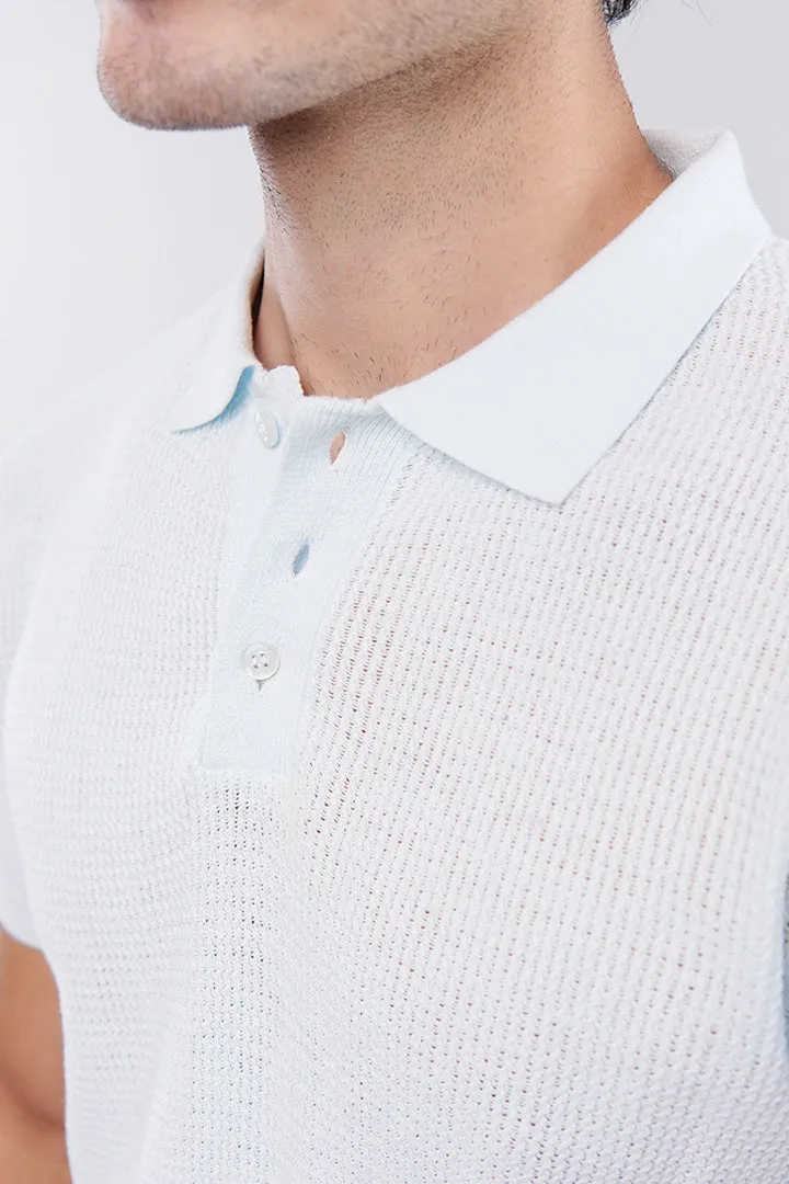 Knitted Polo Shirt - Pale Blue