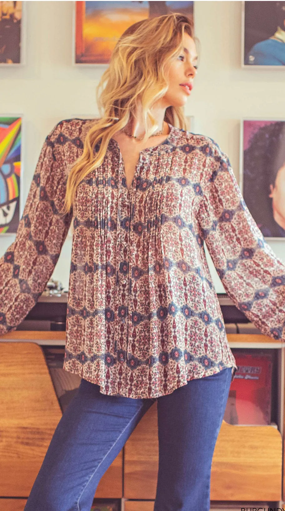 Kori Boho Chiffon Button Down Blouse