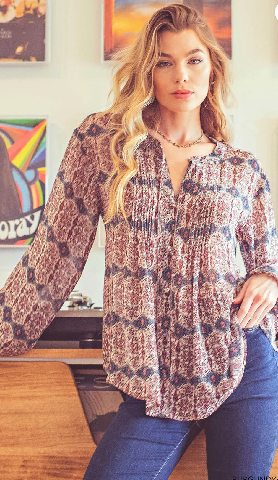 Kori Boho Chiffon Button Down Blouse