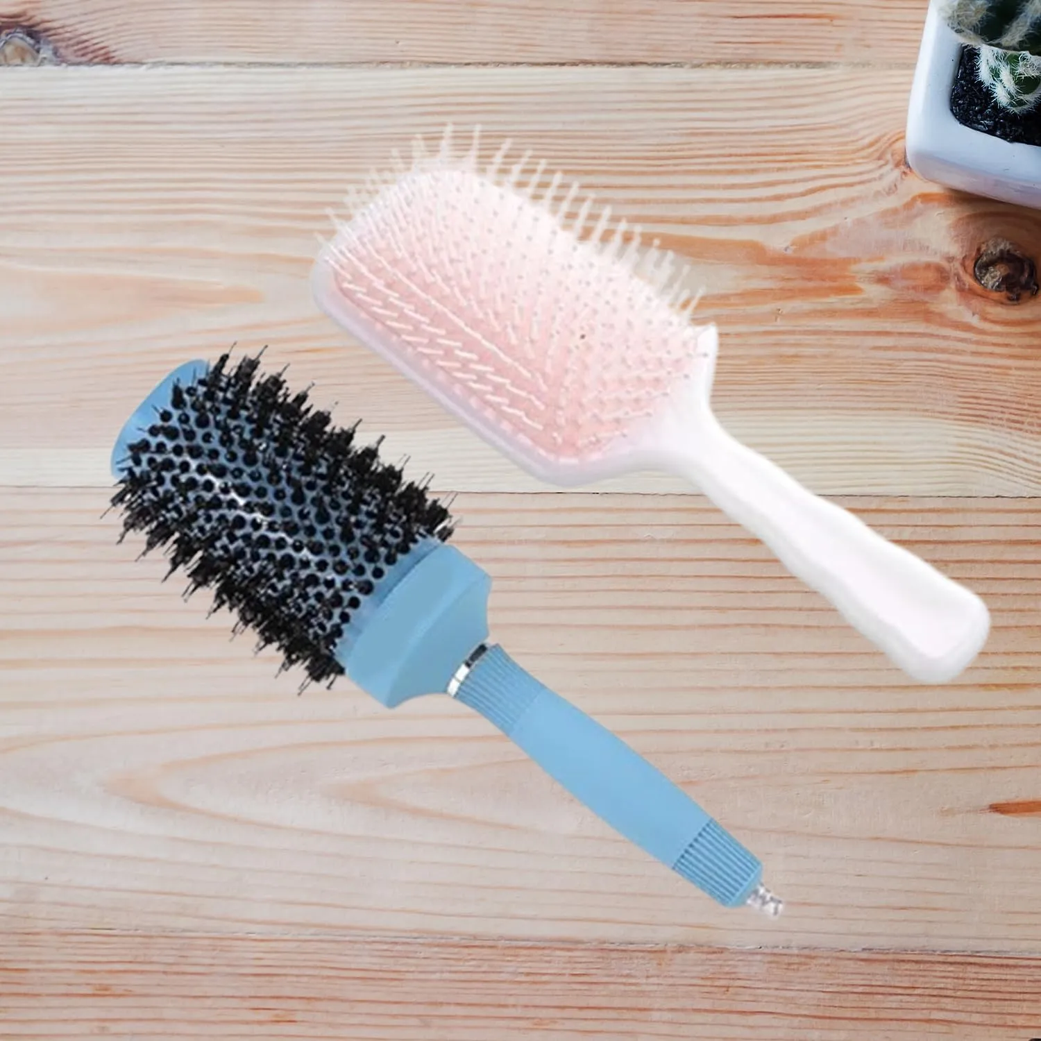 Kuber Industries Hair Brush | Bristles Brush | Hair Brush with Paddle | Sharp Hair Brush for Woman | Suitable For All Hair Types | TGX525..-XH45PNK | Ice Blue & Pink