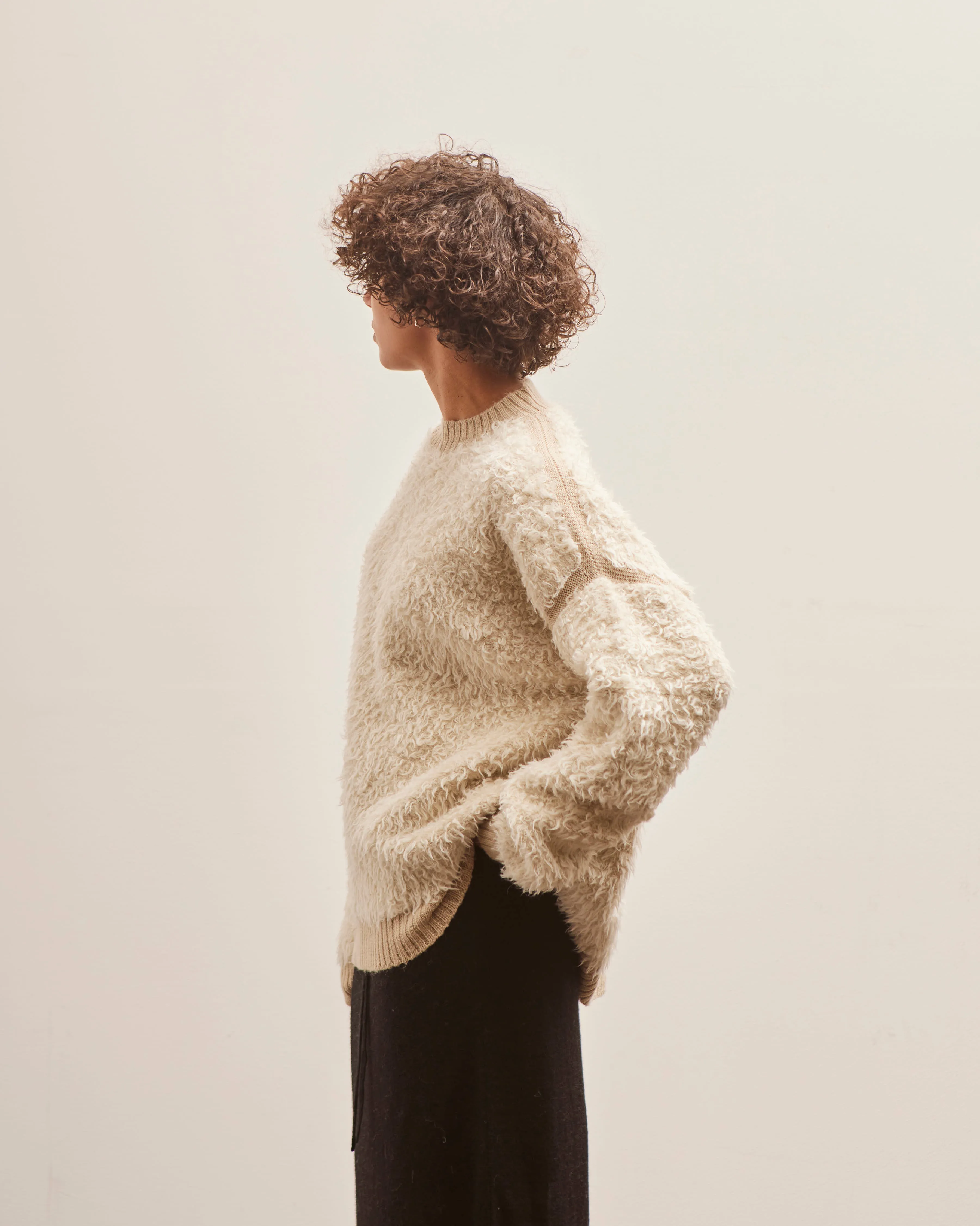 Lauren Manoogian Sherpa Crewneck, Raw White / Antique