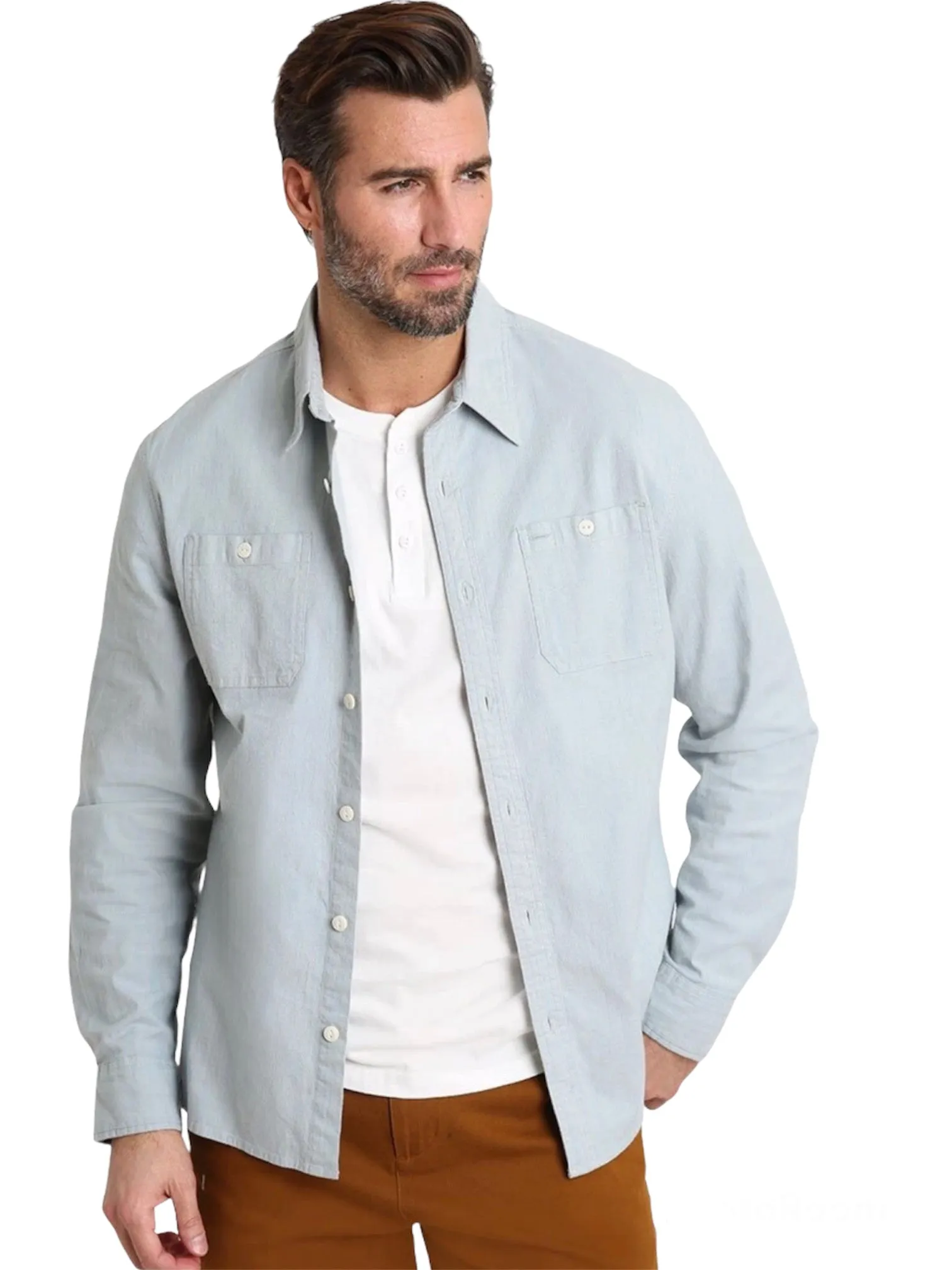 Light Blue Stretch Chambray Shirt