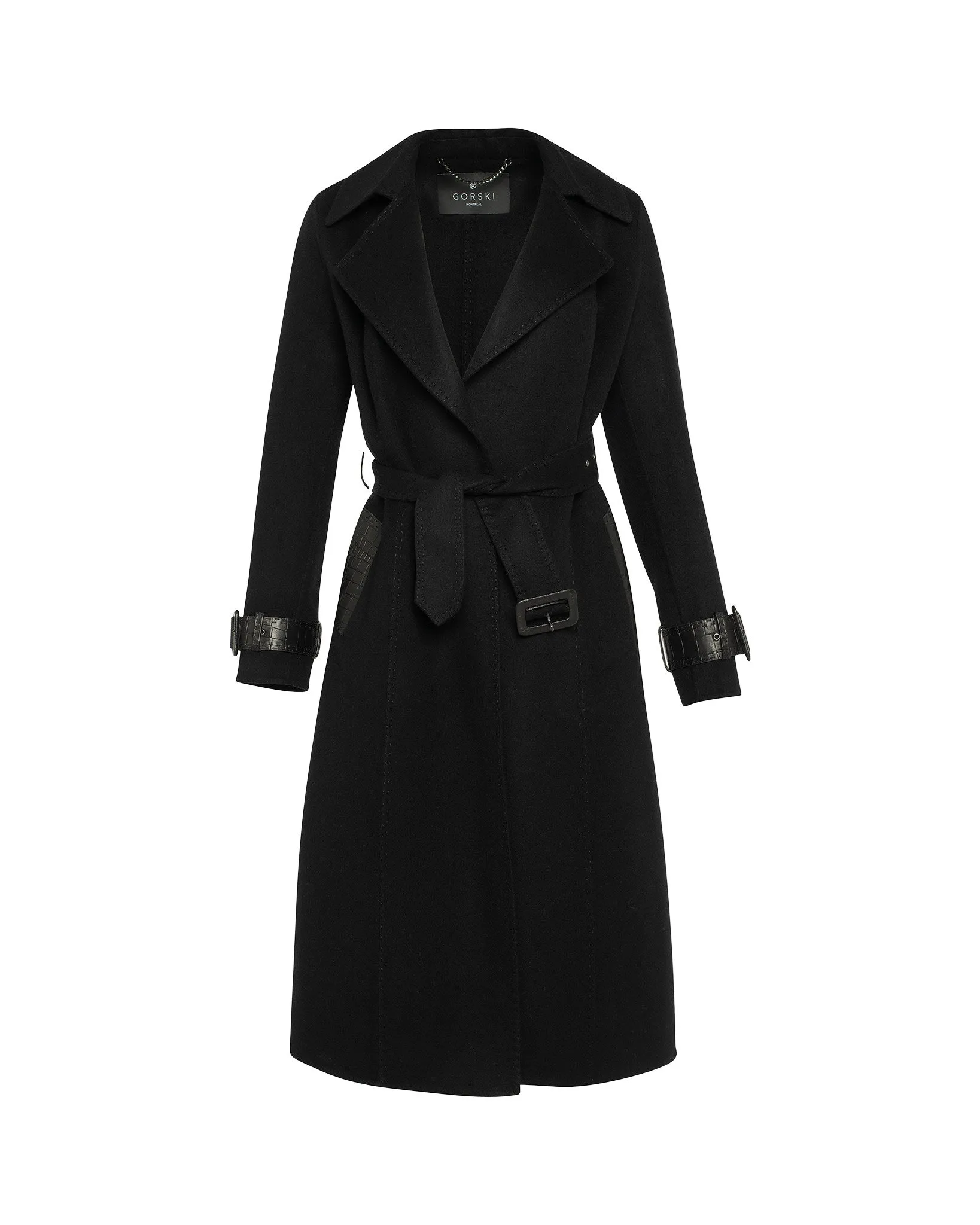 Loro Piana Cashmere & Wool Trench coat with Leather Trim