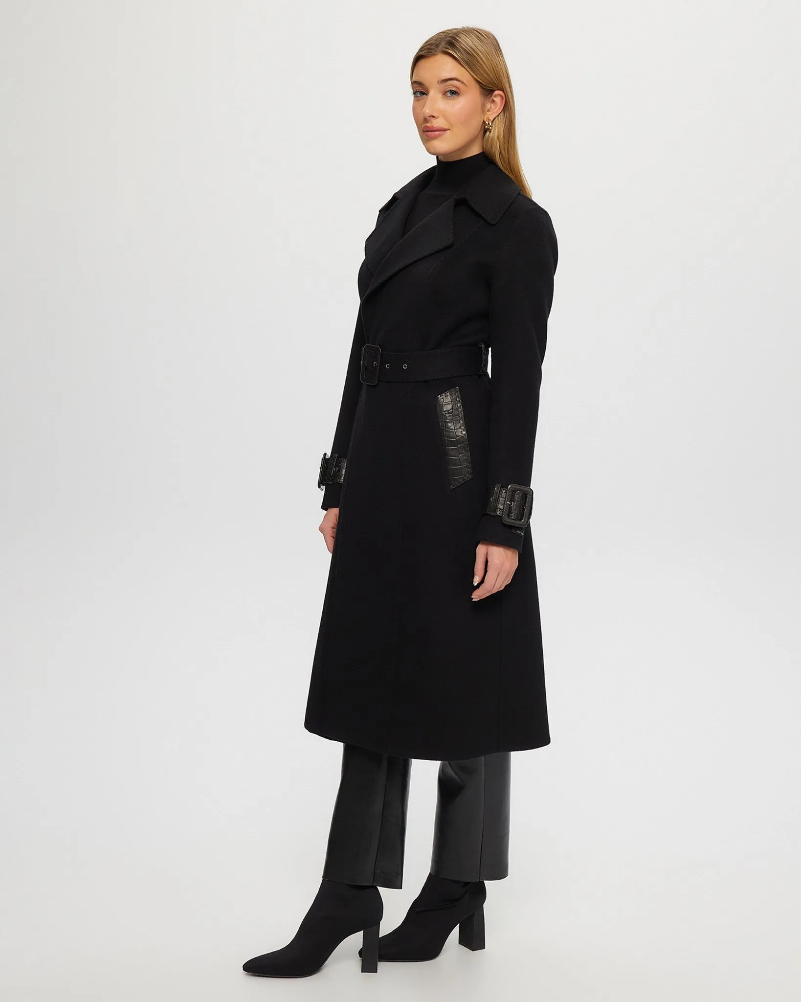 Loro Piana Cashmere & Wool Trench coat with Leather Trim