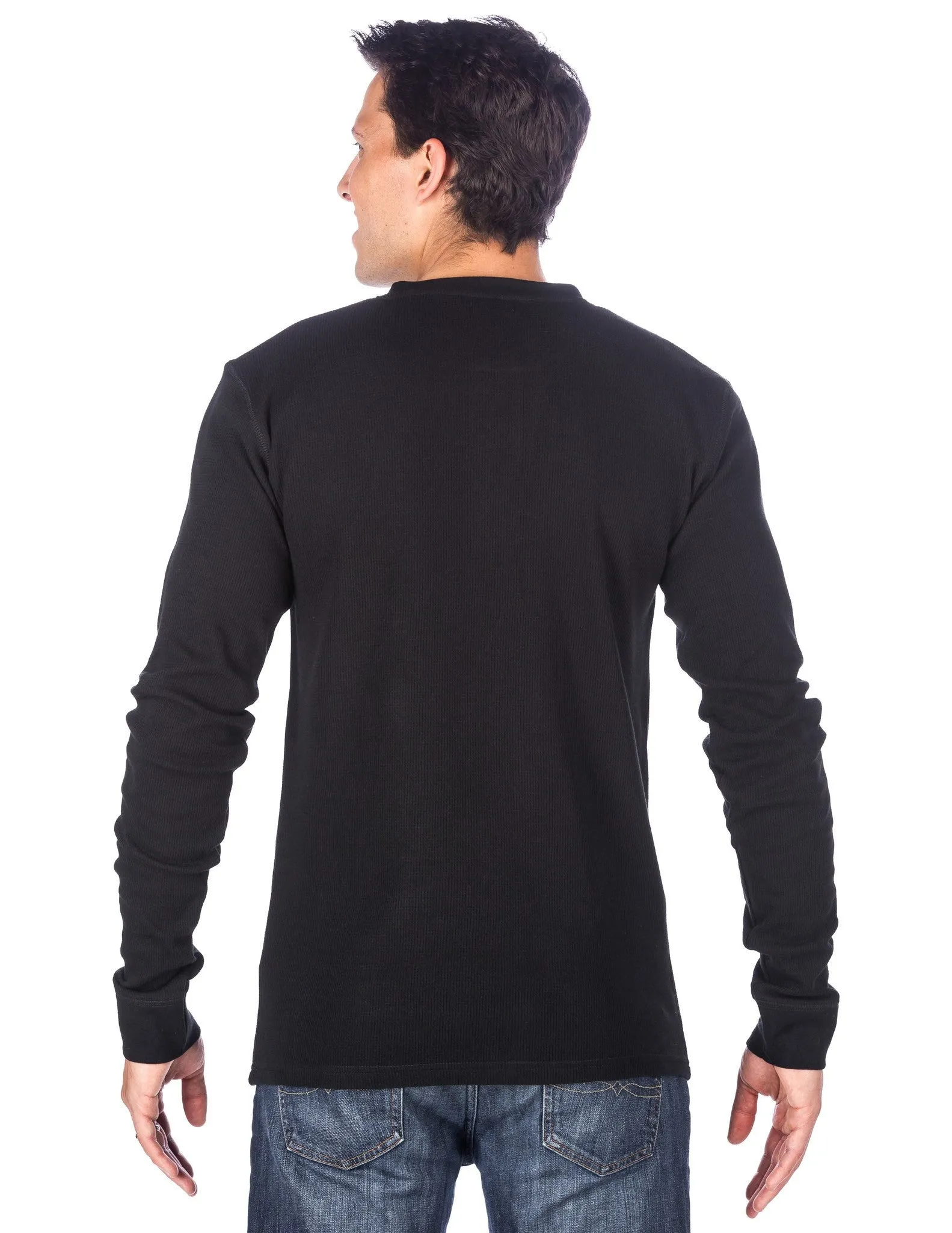 Men's Solid Thermal Henley Long Sleeve T-shirts