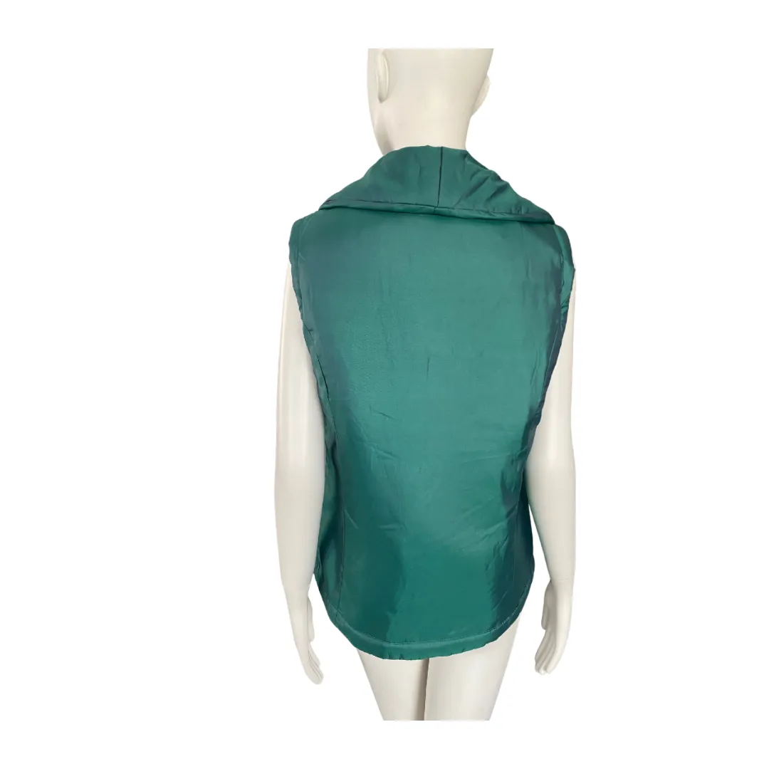 Metallic Gilet Puffer Vest Waistcoat Jade Green SIZE 10