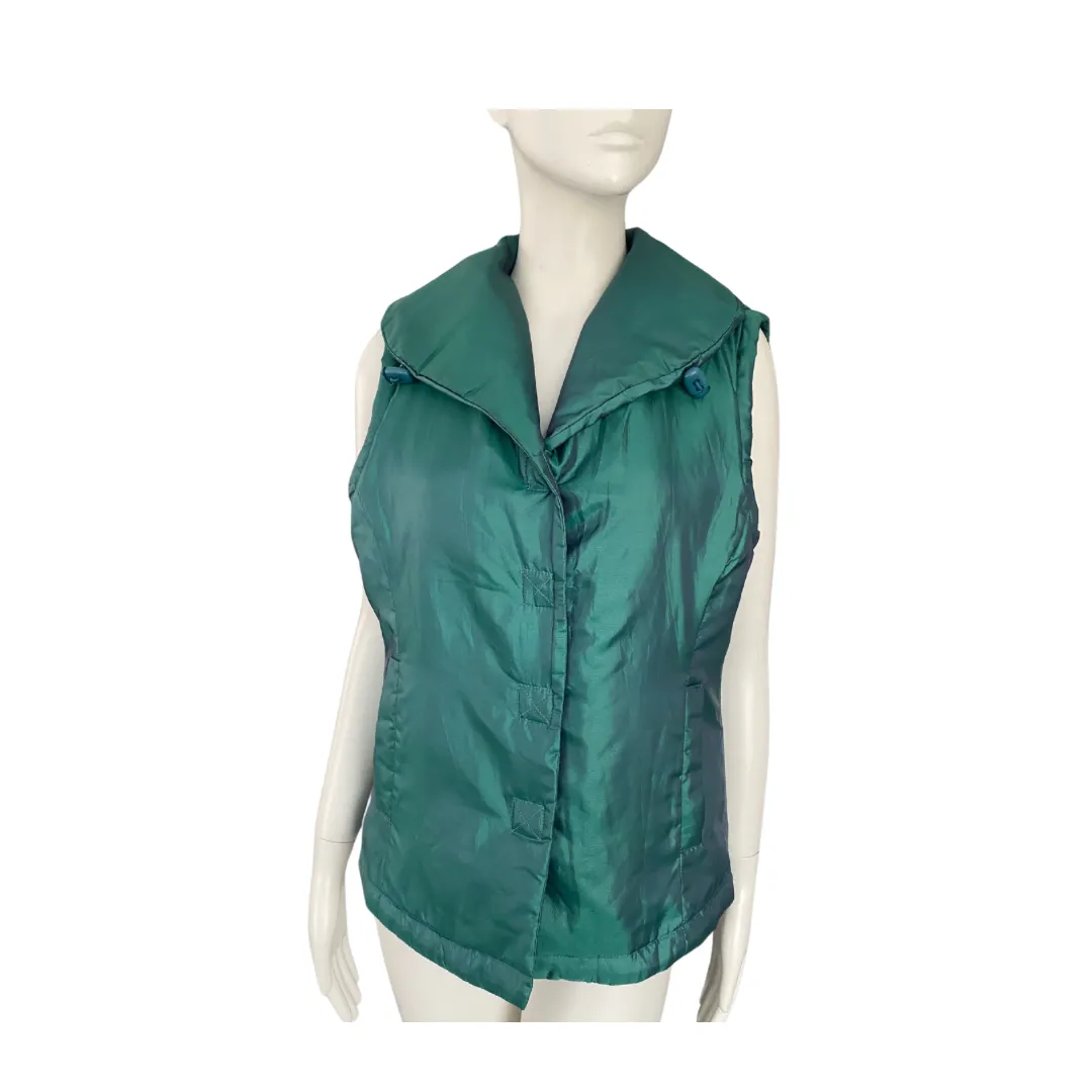 Metallic Gilet Puffer Vest Waistcoat Jade Green SIZE 10