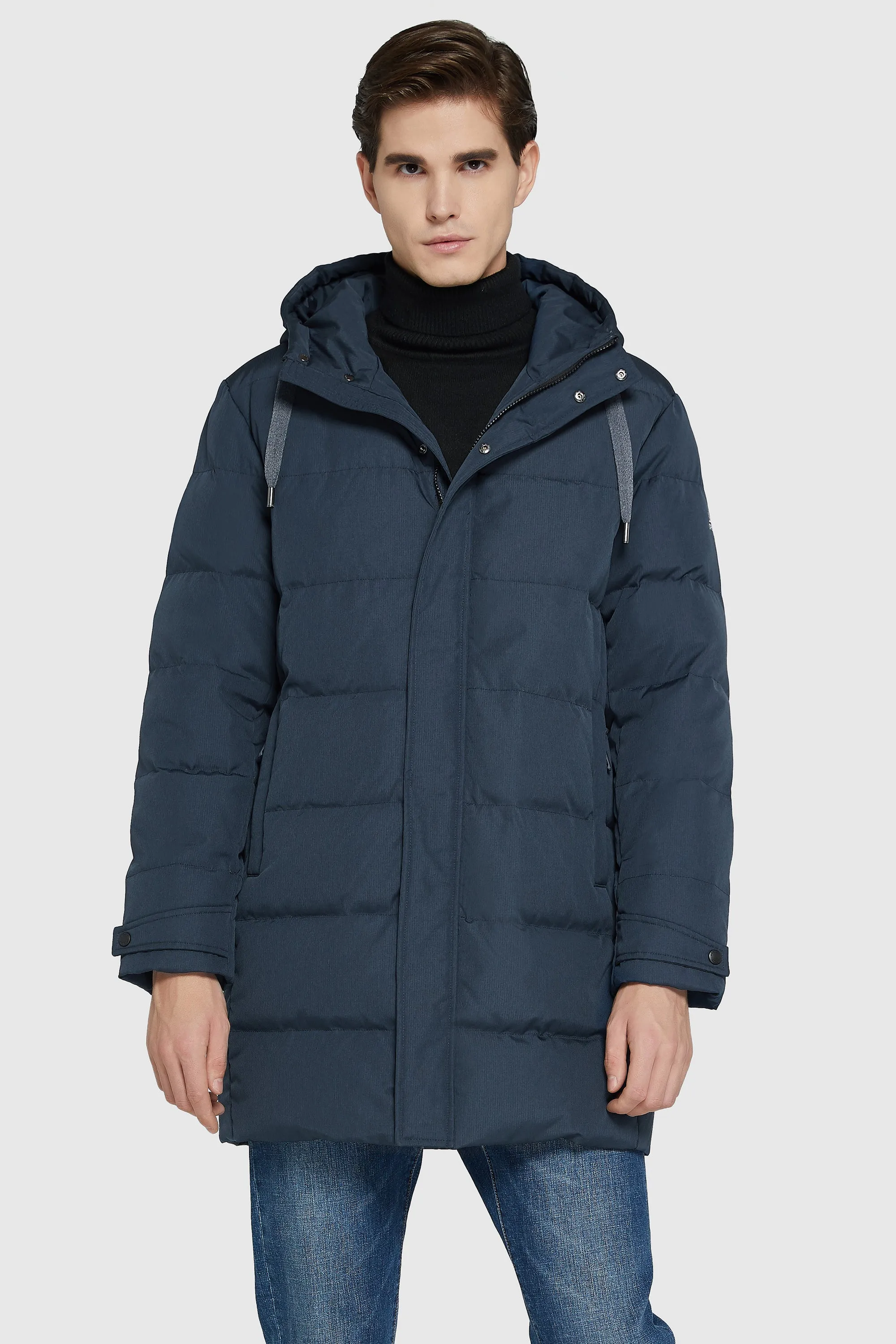 Mid-Length Warm Hooded Puffer Down Jacket