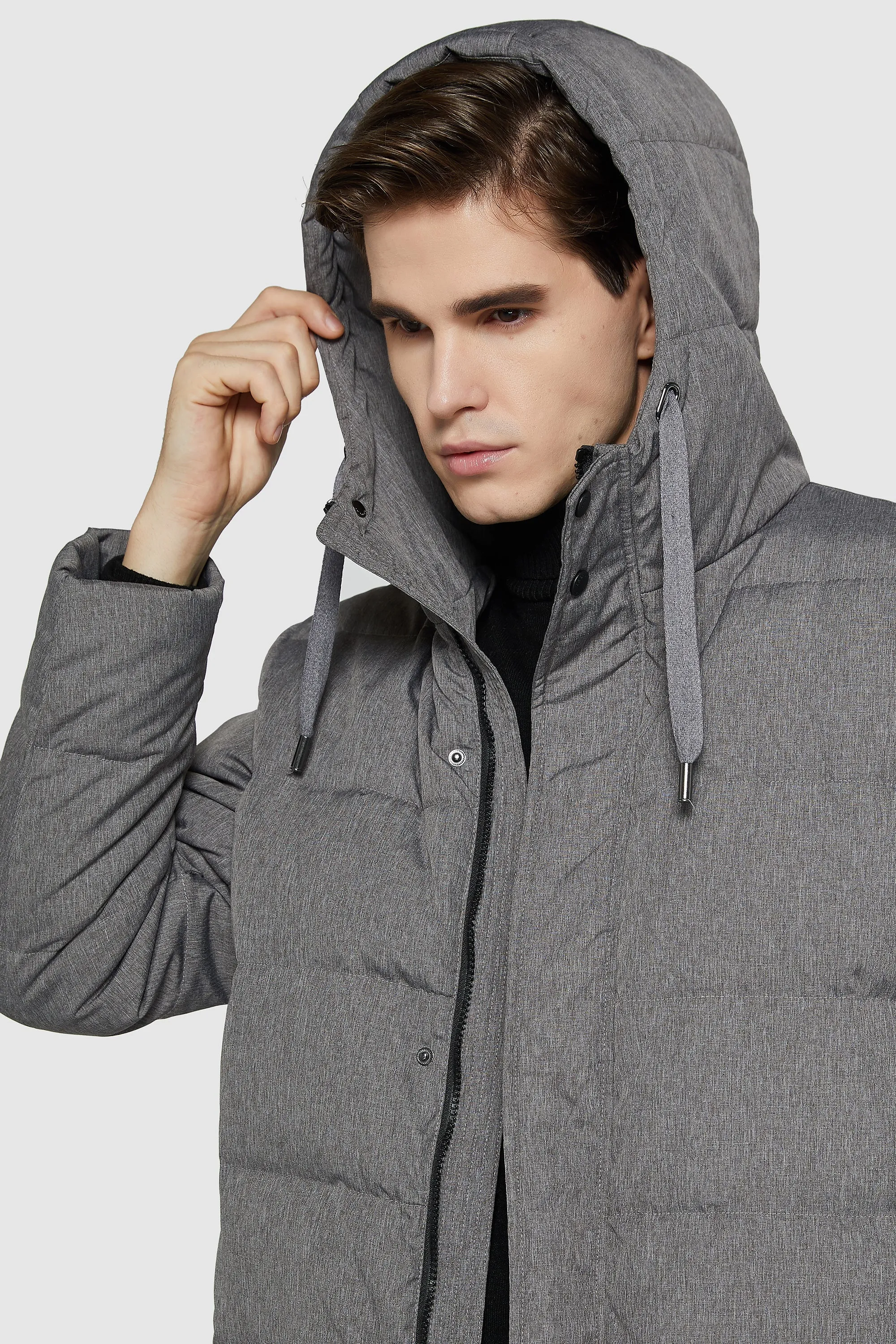 Mid-Length Warm Hooded Puffer Down Jacket