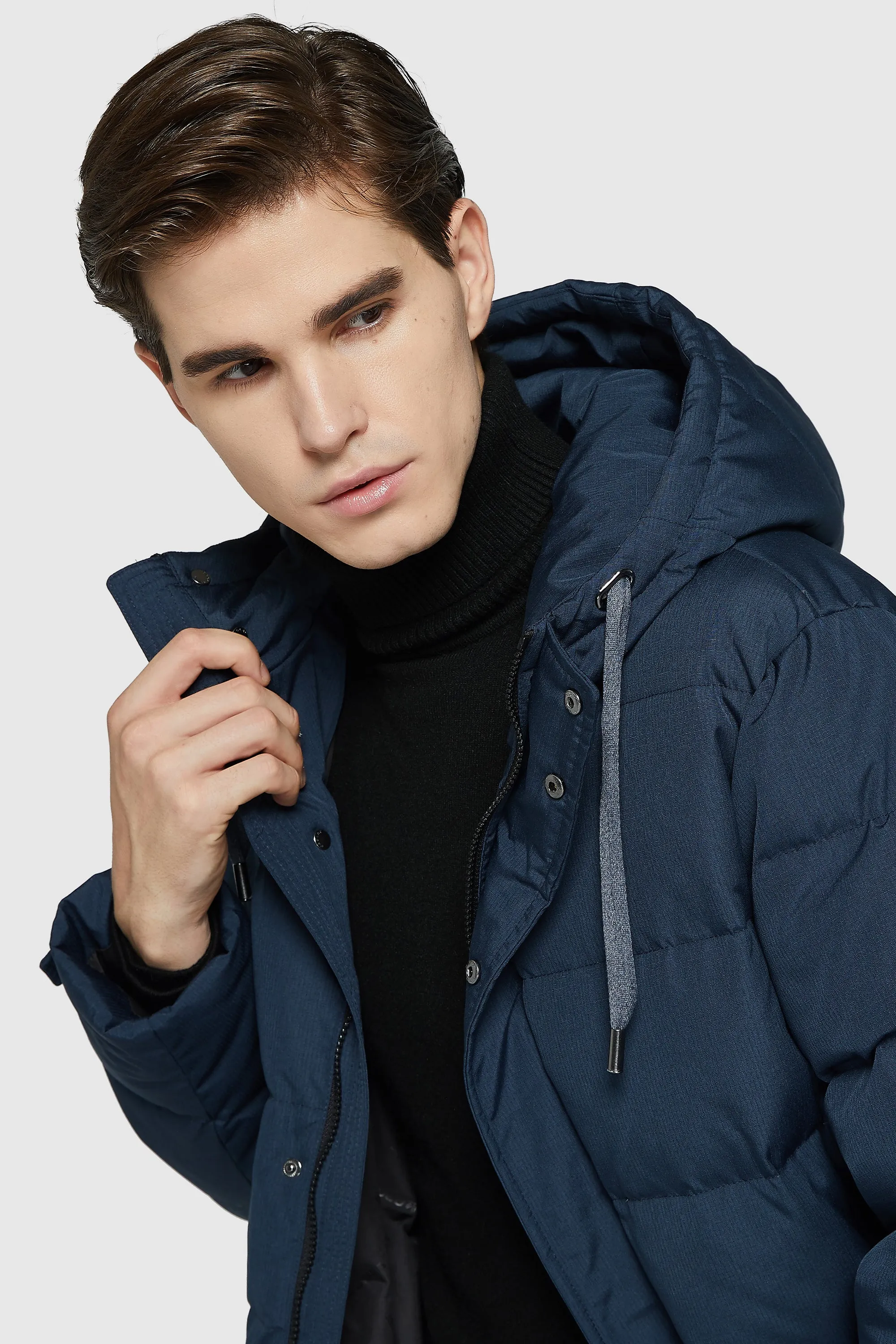 Mid-Length Warm Hooded Puffer Down Jacket