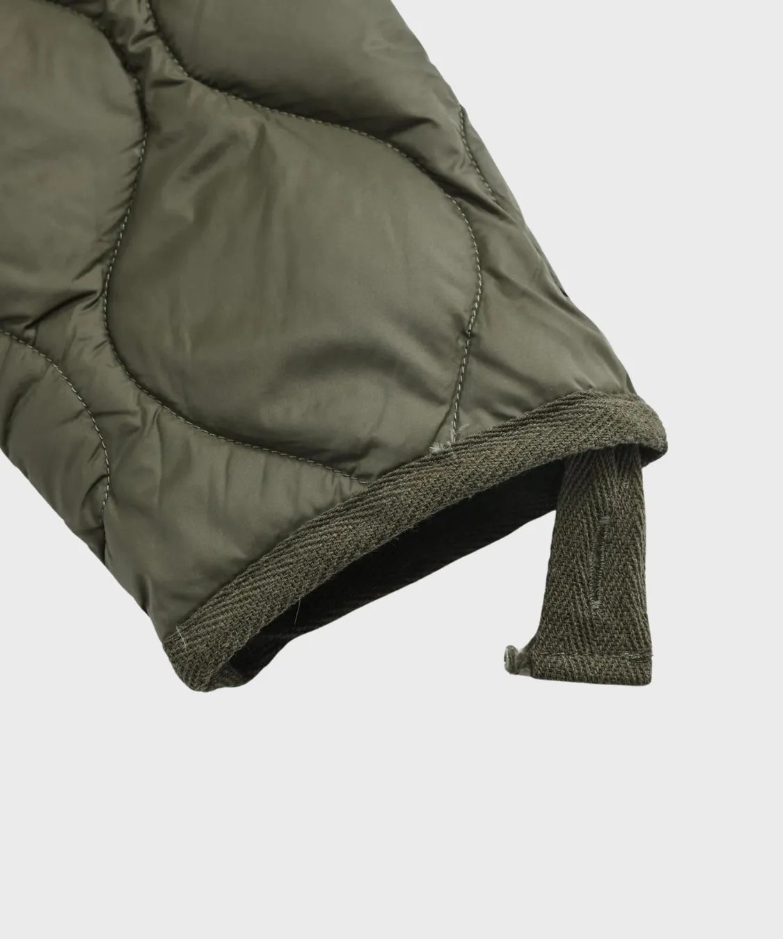 Military V-Neck W-Zip Down Jacket (Soft Shell) in Dark Olive