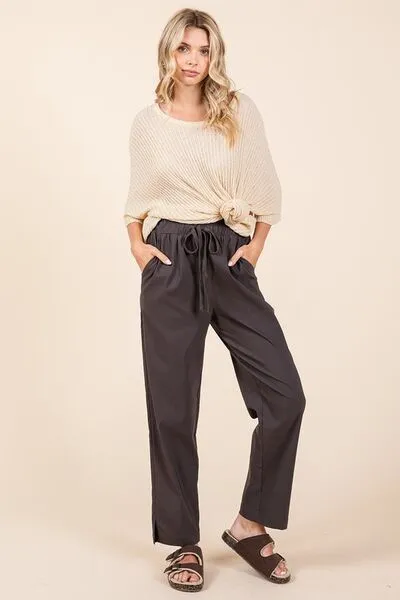 Mittoshop Paperbag Waist Tapered Straight Pants