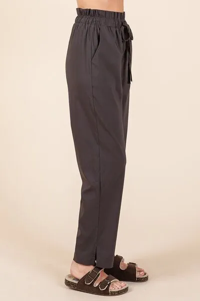 Mittoshop Paperbag Waist Tapered Straight Pants