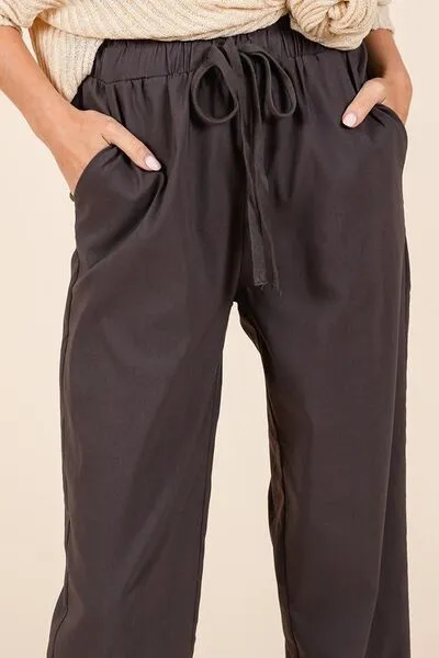 Mittoshop Paperbag Waist Tapered Straight Pants