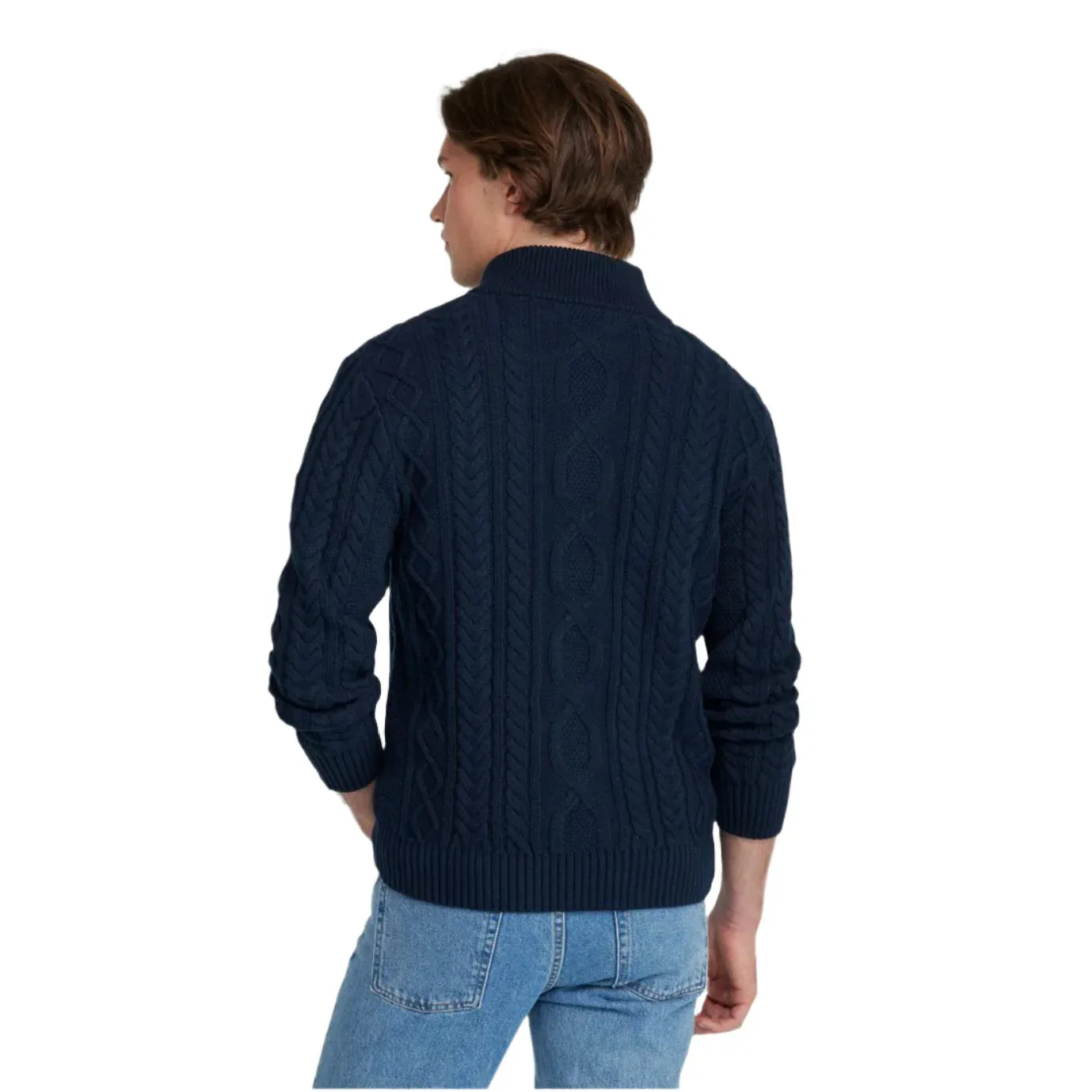 M's Heritage Soft Cotton Fisherman Sweater, Button-Mock