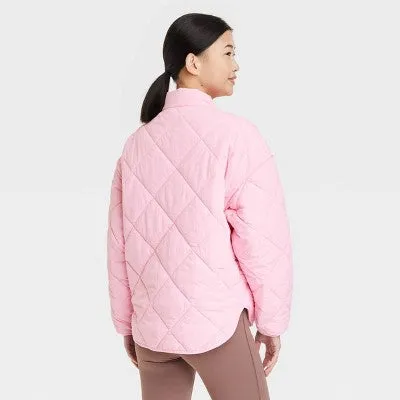 New - All In Motion Women's Zip-Up Winter Lightweight Puffer Jacket Relaxed Fit