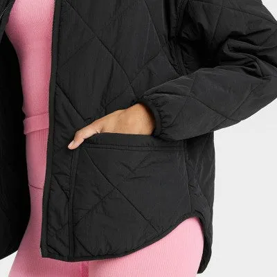 New - All In Motion Women's Zip-Up Winter Lightweight Puffer Jacket Relaxed Fit