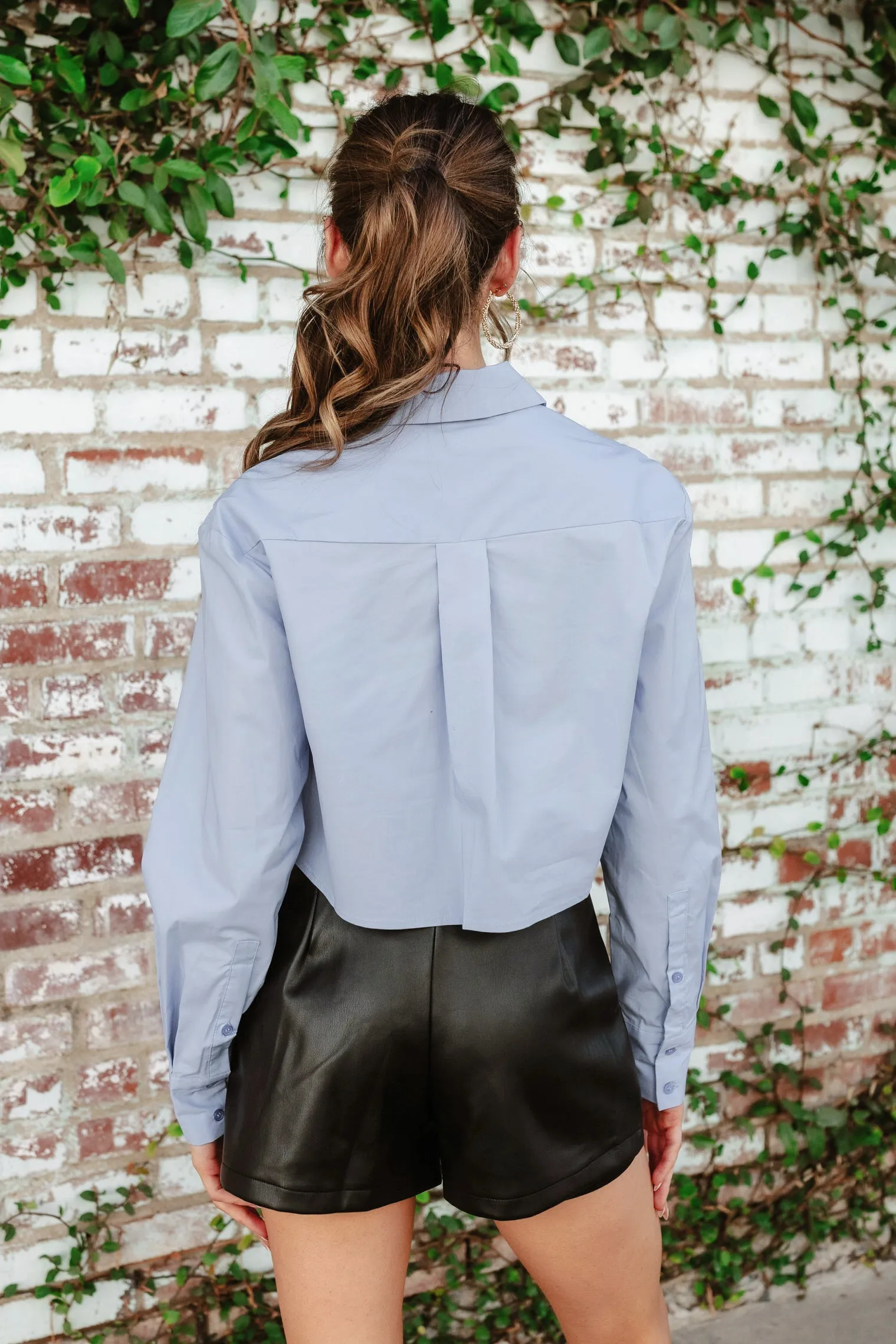 NEW!! Lightweight Rhinestone Button Down Shirt in Blue